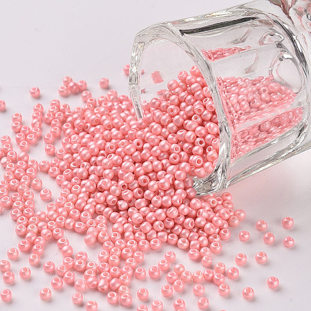 Honeyhandy 11/0 Grade A Round Glass Seed Beads, Baking Paint, Lavender Blush, 2.3x1.5mm, Hole: 1mm, about 48500pcs/pound