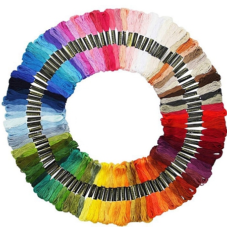 Honeyhandy 100 Skeins 100 Colors Polyester Embroidery Threads for Cross Stitch, 6-Ply Embroidery Floss, DIY Friendship Bracelets String, Mixed Color, 8m/skein