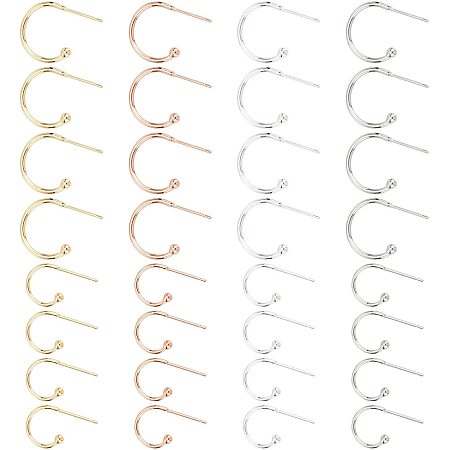 PandaHall Elite Earring Hooks, 16 Pairs 8 Styles 304 Stainless Steel Ball Dot French Earring Hooks Ear Wires Dangle Earring Findings for DIY Jewelry Making Unisex, Length 18mm