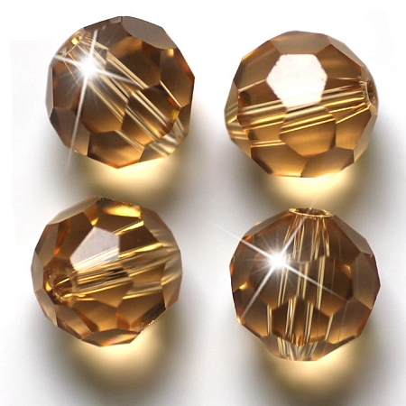 Honeyhandy Imitation Austrian Crystal Beads, Grade AAA, Faceted(32 Facets), Round, Dark Goldenrod, 8mm, Hole: 0.9~1.4mm