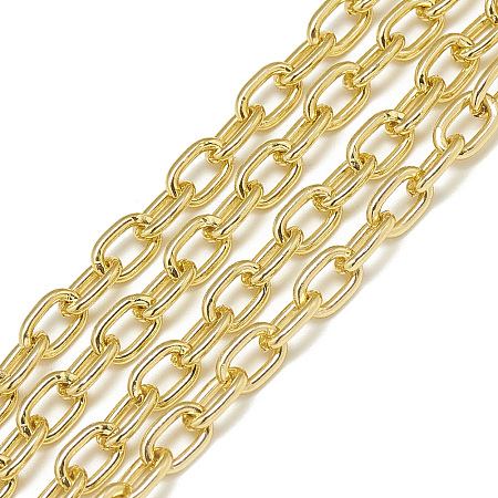 ARRICRAFT Aluminum Cable Chains, Unwelded, with Card Paper, Oval, Gold, 9x5.7x1.6mm