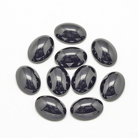 Natural Black Stone Cabochons, Oval, 14x10x4~5mm