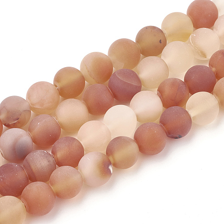 Dyed Natural Carnelian Beads Strands, Frosted, Round, 8mm, Hole: 1mm, about 47pcs/strand, 15.5 inch