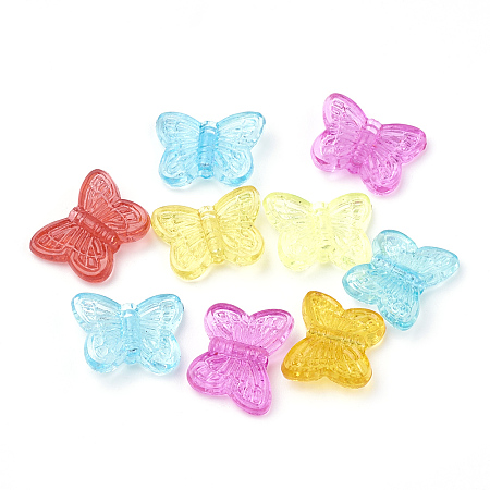 Arricraft Transparent Acrylic Beads, Butterfly, Mixed Color, 11x14.5x4mm, Hole: 1.5mm, about 198pcs/50g