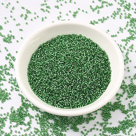 MIYUKI® Delica Beads, Cylinder, Japanese Seed Beads, 11/0, (DB0046) Silver-Lined Green, 1.3x1.6mm, Hole: 0.8mm; about 2000pcs/10g