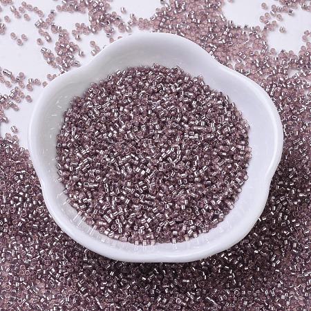 MIYUKI Delica Beads, Cylinder, Japanese Seed Beads, 11/0, (DB0146) Silver Lined Smoky Amethyst, 1.3x1.6mm, Hole: 0.8mm; about 2000pcs/10g