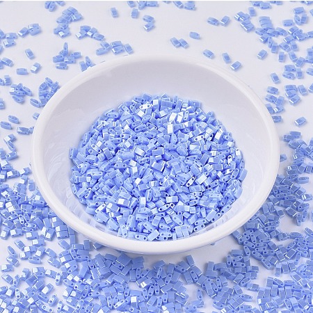 MIYUKI® Half TILA Beads, Japanese Seed Beads, 2 Hole, (HTL446) Opaque Light Periwinkle Luster, 5x2.3x1.9mm, Hole: 0.8mm; about 250pcs/10g