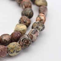 Natural Leopard Skin Jasper Bead Strands, Tumbled Stone, Nuggets, 5~7x5~7mm, Hole: 1mm, about 15.7 inch