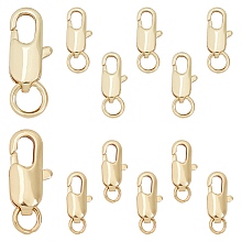 SUNNYCLUE 1 Box 12Pcs 2 Sizes 18K Gold Plated Lobster Claw Clasp with Open Jump Ring Necklace Lobster Clasps Jewellery Findings for Beginners DIY Necklace Jewelry Making Supplies, Golden