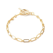 Honeyhandy Brass Figaro Chains Bracelets, Long-Lasting Plated, Golden, 7-1/2 inch(19cm)