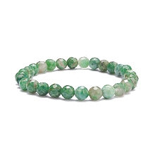 Honeyhandy Natural Emerald Quartz Round Beaded Stretch Bracelet, Gemstone Jewelry for Women, Inner Diameter: 2-1/4 inch(5.6cm), Beads: 6~6.5mm