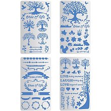 BENECREAT 4PCS 4x7 Inch Tree of Life Metal Stencils Templates for Wood Carving, Drawings and Woodburning, Engraving and Scrapbooking Project