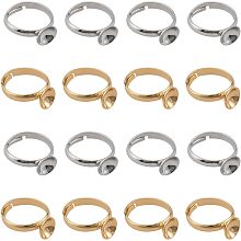 CHGCRAFT 20Pcs 2 Colors Adjustable Brass Ring Findings Open Cuff Rings Findings Flat Round Pad Ring Base Settings for DIY Ring Jewelry Making Wedding Birthday Gift, 7.5mm