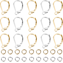 CREATCABIN Earring Finding Kits, include 60Pcs 304 Stainless Steel Leverback Earring Findings, 60Pcs Rack Plating Brass Jump Rings, Mixed Color, 120pcs/box