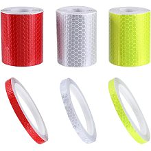 GORGECRAFT 6 Rolls 6 Style Reflective Safety Tape Waterproof Warning Mark Self-Adhesive Reflector Tape Crystal Color Lattice Reflective Film Mixed Color Plastic for Trailer Cars Outdoor