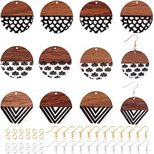 OLYCRAFT 60Pcs Resin Wood Earring Pendants Flat Round Shape Resin Wood Charms Bulk Resin Walnut Wood Earring Findings for Earring Jewellery Making DIY Crafts - 3 Styles