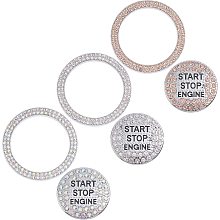 PandaHall Elite 3 Colors Car Start Stop Button Sticker, Bling Ring Crystal Car Stickers Rings Car Decor Crystal Rhinestone Cover Protector Ring Sticker Key Ignition Starter Knob Ring for Women