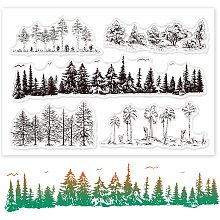 GLOBLELAND Trees Silicone Clear Stamps Pine Tree Palm Tree Transparent Stamp for Christmas Birthday Thanksgiving Cards Making DIY Scrapbooking Photo Album Decoration Paper Craft