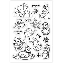 GLOBLELAND Penguin Clear Stamps The North Pole Ice Silicone Stamp for Card Making Decoration and DIY Scrapbooking