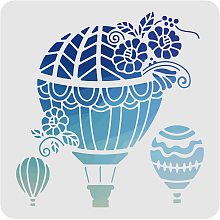 FINGERINSPIRE Hot Air Balloon Stencils 11.8x11.8inch Plastic Hot Air Balloon Stencils Drawing Painting Stencils Square Reusable Stencils for Painting on Wood, Floor, Wall and Tile