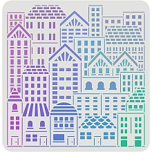 FINGERINSPIRE City Buildings Stencil 11.8x11.8inch Reusable Cityscape Drawing Stencil City House Pattern Painting Stencil Cityscape Skyline for Painting on Wood, Canvas, Paper, Floor, Wall