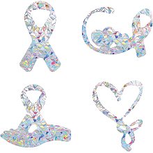 GORGECRAFT 16PCS Breast Cancer Awareness Window Clings Red Ribbon Shaped Rainbow Window Glass Alert Stickers for Birds Strike Decals Non Adhesive Prismatic Vinyl Film for Sliding Doors Windows Glass