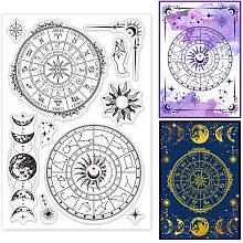 GLOBLELAND Magic Divination Clear Stamps for DIY Scrapbooking Astrolabe Moon Phase Silicone Stamp Seals Transparent Cards Making Photo Album Journal Home Decoration (DIY-WH0448-0056-US19)