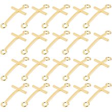 CHGCRAFT 60Pcs Sideways Cross Link Connector Charms Cross Link Charms Alloy Connector Charms for DIY Bracelet Necklace Jewelry Craft Making, Golden, 39x17x2mm