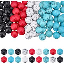 ARRICRAFT 100 Pcs Cracked Stone Cabochon, 12mm Flatback Gemstones Beads Mixed Colors Synthetic Turquoise Cabochons for Jewelry Making