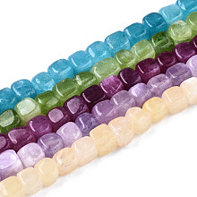 Honeyhandy Natural Dolomite Beads Strands, Dyed, Cube, Mixed Color, 7~8x7~8x7~8mm,  Hole: 1.2mm, about 50~52pcs/strand, 14.76 inch~15.35 inch(37.5cm~39cm)