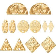 BENECREAT 48Pcs Textured Brass Connector Charms, 6 Styles Triangle/Half Round/Rhombus Flat Geometric Style Pendants Links Connectors for Earring Necklace Bracelet Making, Hole: 1.2~1.8mm