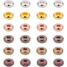 PH PandaHall 4mm Metal Heishi Beads, 300pcs 6 Color Smooth Flat Spacer Beads Disc Heishi Spacer Charm Beads Connector for Polymer Clay Heishi Disc Bracelet Necklace Making