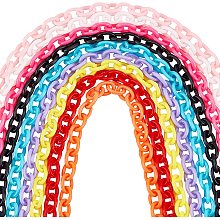 SUNNYCLUE 36 Strands 9 Colors Colorful Plastic Chains Oval Shape Curb Chain Cable Links Birds Toys for Cage Jewelry Making Bracelets Bag Glasses Lanyard DIY Crafts Findings Accessory, 13~14M