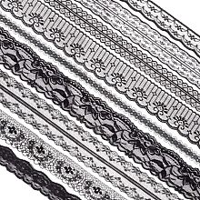 GORGECRAFT 9 Styles Black Sewing Lace 45Yds Eyelet Lace Ribbon Vintage Floral Mesh Tulle Venice Lace Wavy Edged Embroidery Fabric for Crafts Sewing Dreamcatchers Bridal Wedding Present Wrapping