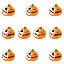 CHGCRAFT 10Pcs Pumpkin Silicone Beads Jack O Lantern Shape Halloween Silicone Beads for DIY Necklaces Bracelet Keychain Making Handmade Crafts, Orange