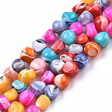 Honeyhandy Natural Trochid Shell/Trochus Shell Beads Strands, Dyed, Round, Colorful, 6~9x5~8x4.5~8mm, Hole: 0.9mm, about 60pcs/strand, 14.96 inch~15.75 inch(38~40cm)