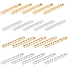 DICOSMETIC 20Pcs 2 Style About 32mm Stainless Steel Hollow Rectangle Pendant Vertical Bar Pendants Metal Stamping Blank Bar Stamping Tag Pendant for DIY Jewelry Making Craft