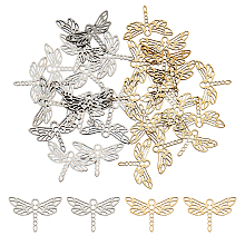 DICOSMETIC 32Pcs 2 Colors Flying Insect Pendants Hollow Link Charms Filigree Dragonfly Link Charm Animal Links Connectors with Hole Stainless Steel Charms for DIY Bracelet Necklace Jewelry Making