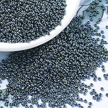 MIYUKI Round Rocailles Beads, Japanese Seed Beads, 11/0, (RR456) Gunmetal Iris, 2x1.3mm, Hole: 0.8mm, about 1111pcs/10g