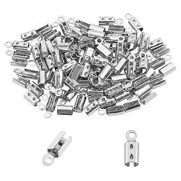 Unicraftale 304 Stainless Steel Folding Crimp Ends, Stainless Steel Color, 8.5x3mm, Hole: 1.2mm; 100pcs/box