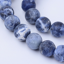 ARRICRAFT Natural Sodalite Beads Strands, Frosted, Round, 6~6.5mm, Hole: 1mm, about 63pcs/strand, 15.5 inches