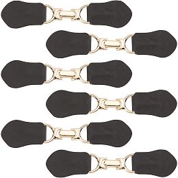 FINGERINSPIRE 6 Sets Leather Sew-On Toggles Closures Black Clip Holder Buckle Clasp Pin PU Leather Snap Toggle Sew On Leather Tab Closure Metal Leather Clasp Fasteners for Poncho Cape Cardigan