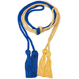 Gorgecraft 2Pcs 2 Colors Polyester Graduation Honor Rope, with Tassel Pendant Decoration for Graduation Students, Mixed Color, 169cm, 6mm, 1pc/color