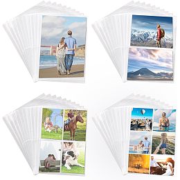 GLOBLELAND 40 Pcs Clear Binder Refill Pockets photocard Holder Plastic Loose Leaf Card Ticket Storage Bag Budget Planner Holder Binders Card Sleeve Pages for Playing Card Document Notebook A4 Size