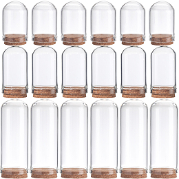 SUNNYCLUE 12Pcs 3 Styles Glass Dome Cloche Cover, Bell Jar, with Cork Base, For Doll House Container, Dried Flower Display Decoration, Clear, 36.5~71.5x22~28mm, 4pcs/style