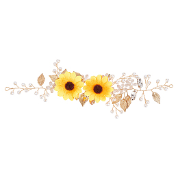 CRASPIRE Sunflower Hair Vine Bridal Hair Accessory Handmade Crystal Pearl Bridal Headband Wedding Headpiece Hair Bands for her