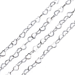 Honeyhandy 304 Stainless Steel Cross Chains, Decorative Heart Chains, Soldered, Stainless Steel Color, 4x0.5mm