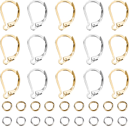 CREATCABIN Earring Finding Kits, include 60Pcs 304 Stainless Steel Leverback Earring Findings, 60Pcs Rack Plating Brass Jump Rings, Mixed Color, 120pcs/box