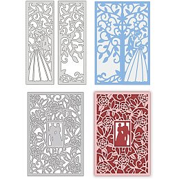 GLOBLELAND 3pcs Wedding Themed Frame Metal Cutting Dies Bride and Groom Template Molds for DIY Scrapbooking Wedding Greeting Cards Making Album Envelope Decoration,Matte Platinum