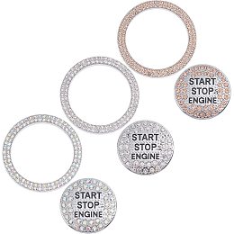 PandaHall Elite 3 Colors Car Start Stop Button Sticker, Bling Ring Crystal Car Stickers Rings Car Decor Crystal Rhinestone Cover Protector Ring Sticker Key Ignition Starter Knob Ring for Women